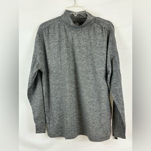 ZUDA Dark Heather Gray Mock Neck Ling Sleeve with Zip Cord Accent XS